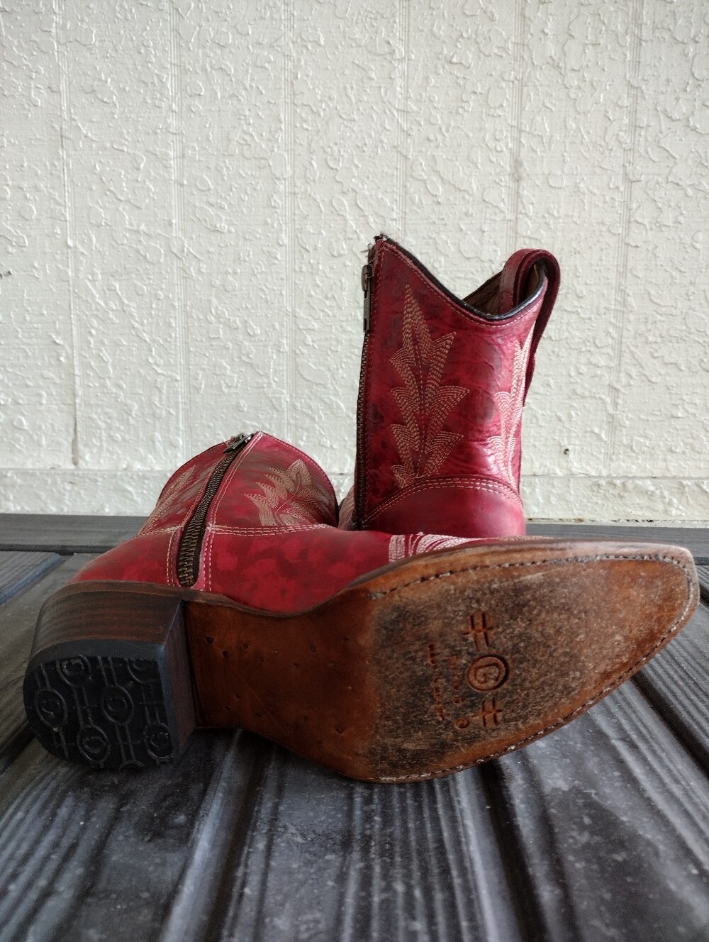 Corral Boots Circle G L5704 - WOMEN’S EMBROIDERY AND ZIPPER RED SNIP TOE ANKLE - Picture 12 of 15